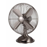 Retro 12 in. 3 Speed Oscillating Table Fan with All-Metal Construction in Brushed Nickel