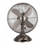 Retro 12 in. 3 Speed Oscillating Table Fan with All-Metal Construction in Brushed Nickel